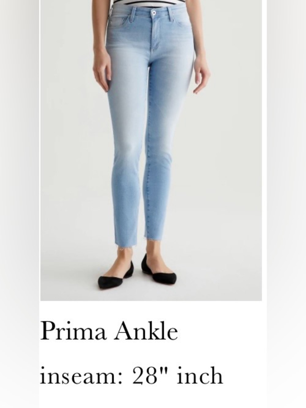 AG Prima Cigarette Ankle - Size: 30 Color: Medium Wash. Raw Hem at Ankle